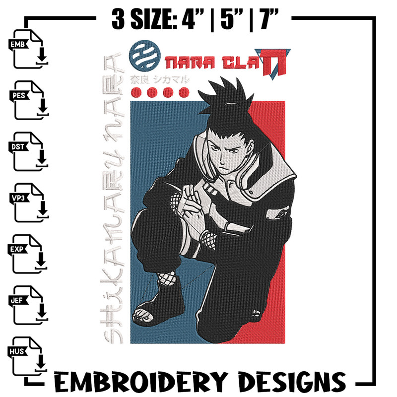 Shikamaru poster Embroidery Design, Naruto Embroidery, Embroidery File, Anime Embroidery, Anime shirt, Digital download.jpg