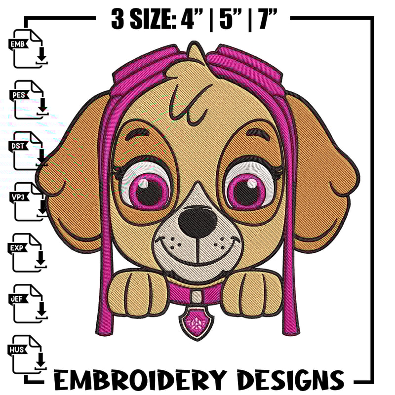 Skye dog Embroidery Design, Paw patrol Embroidery, Embroidery File, Anime Embroidery, Anime shirt, Digital download.jpg