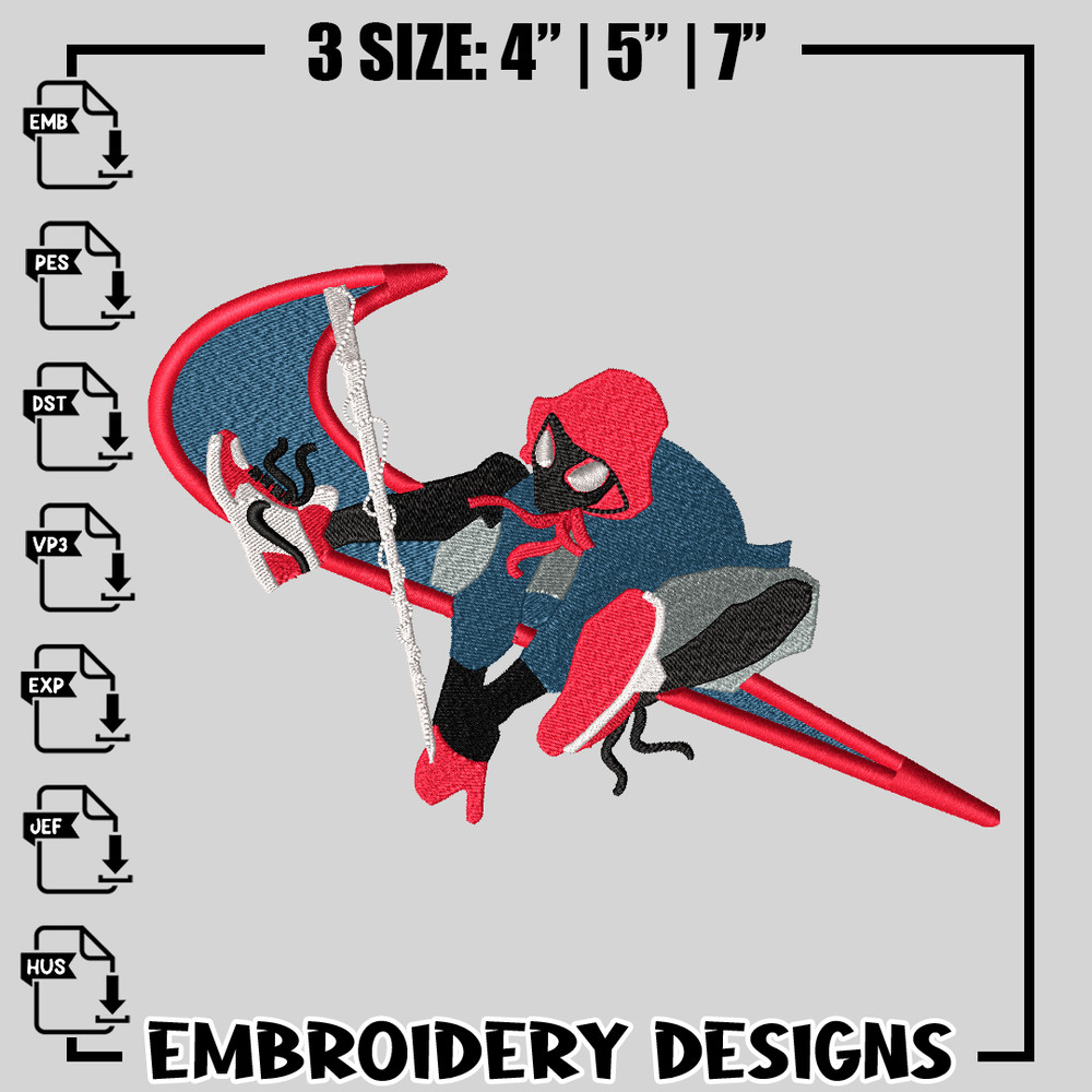 spaiderman Nike embroidery design, spaiderman embroidery, movie design, Nike design, Embroidery file, Instant download..jpg
