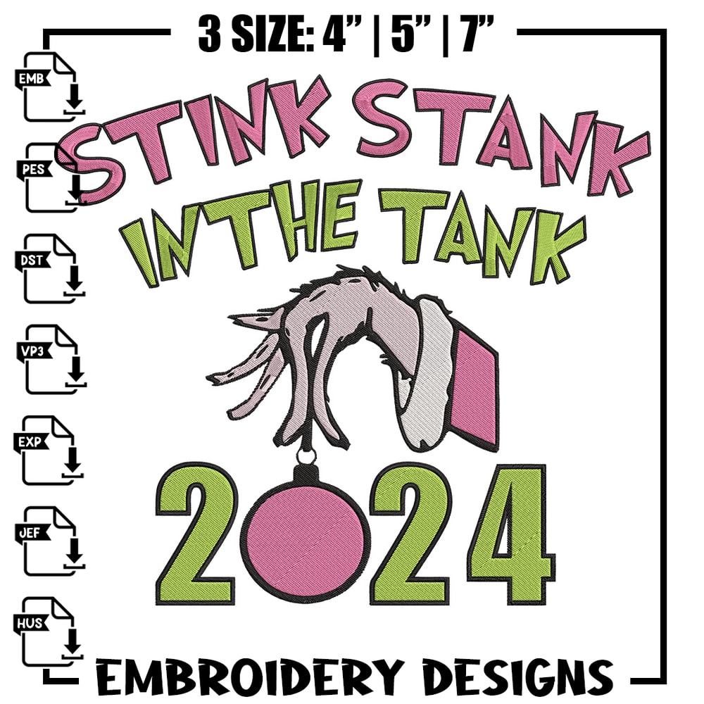 Stink stank Embroidery Design, Grinch Embroidery, Embroidery File, Chrismas Embroidery, Anime shirt, Digital download..jpg