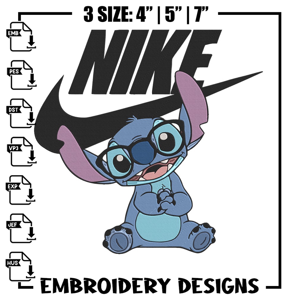 Stitch nike Embroidery Design, Stitch Embroidery, Embroidery File, Nike Embroidery, Anime shirt, Digital download.jpg