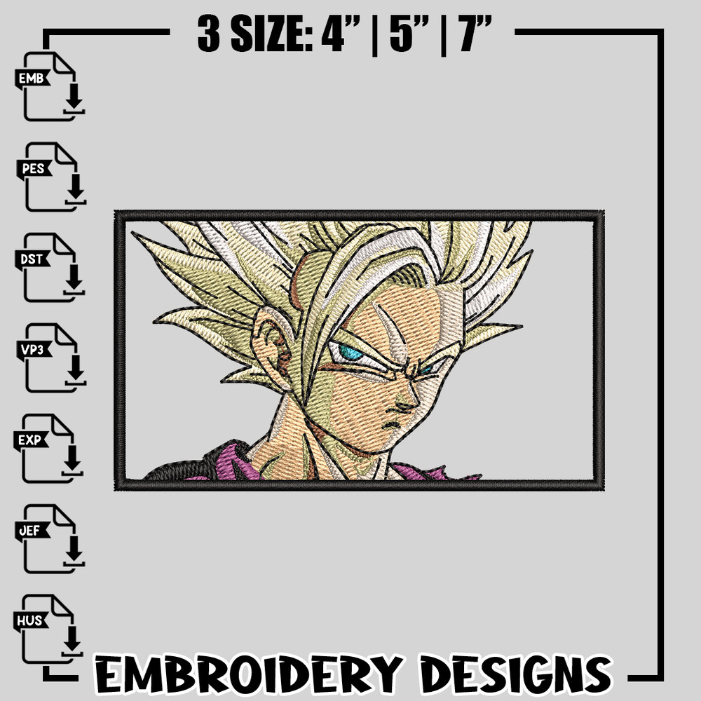 Super Saiyan 2 embroidery design, dragon ball embroidery, anime design, logo design, anime shirt, Digital download.jpg