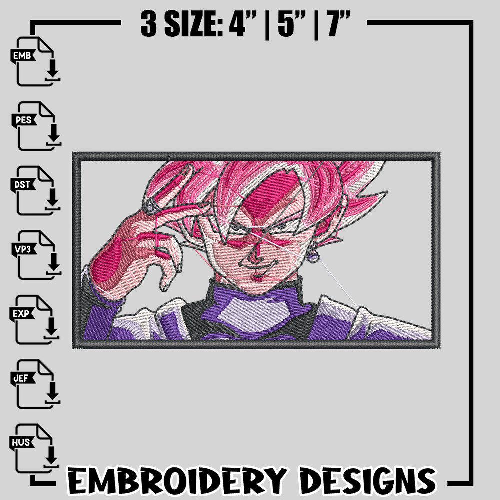 Super Saiyan Rose embroidery design, dragon ball embroidery, anime design, logo design, anime shirt, Digital download.jpg