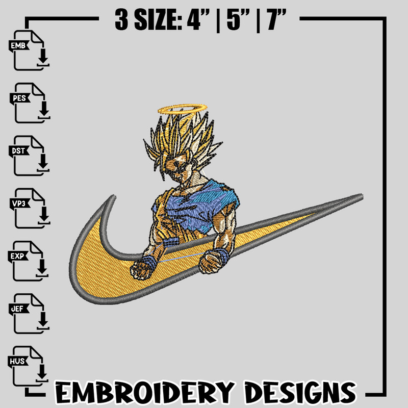 Swoosh Goku V4 embroidery design, dragon ball embroidery, nike design, anime design, anime shirt, Digital download.jpg