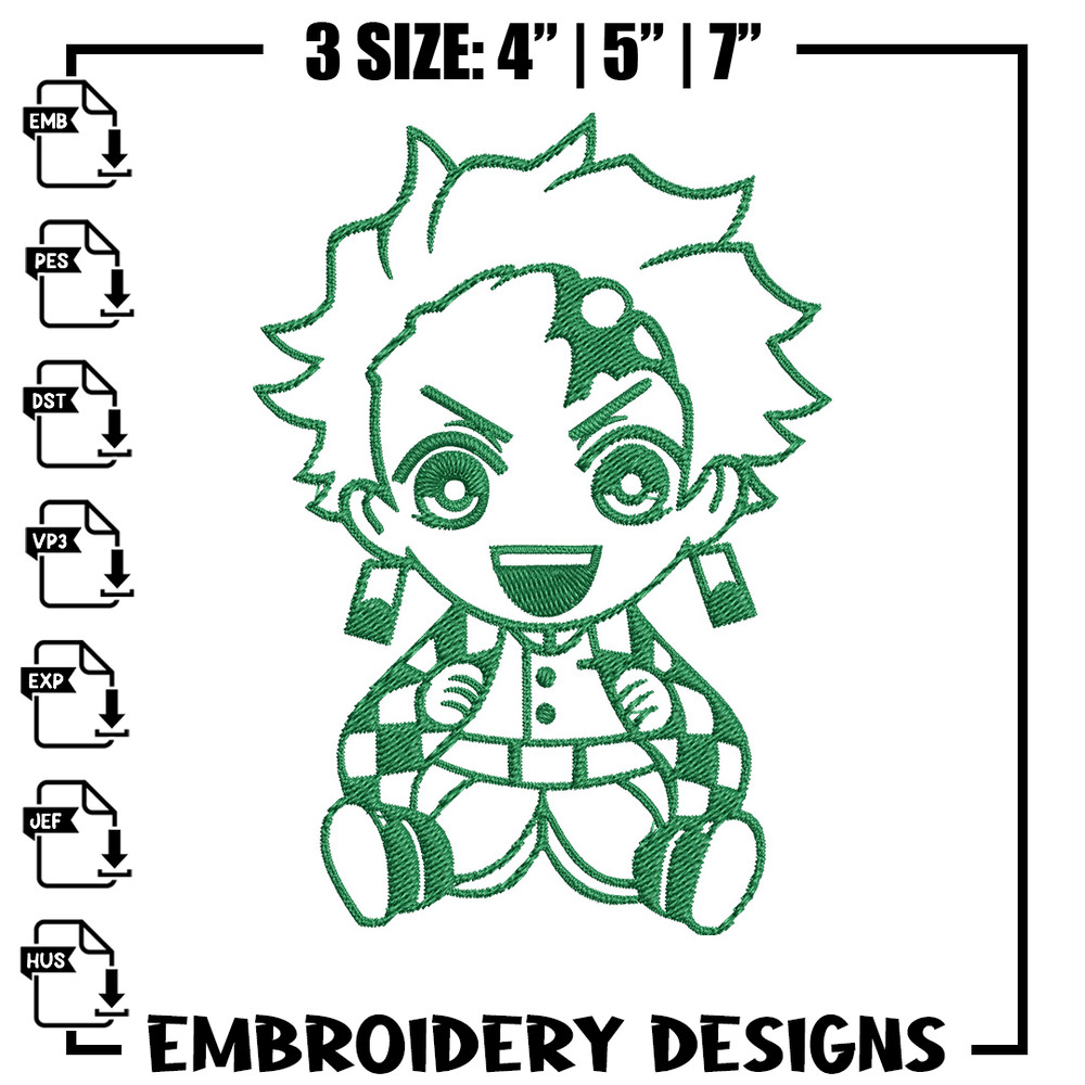 Tanjiro chibi Embroidery Design, Demon slayer Embroidery, Embroidery File, Anime Embroidery, Digital download.jpg