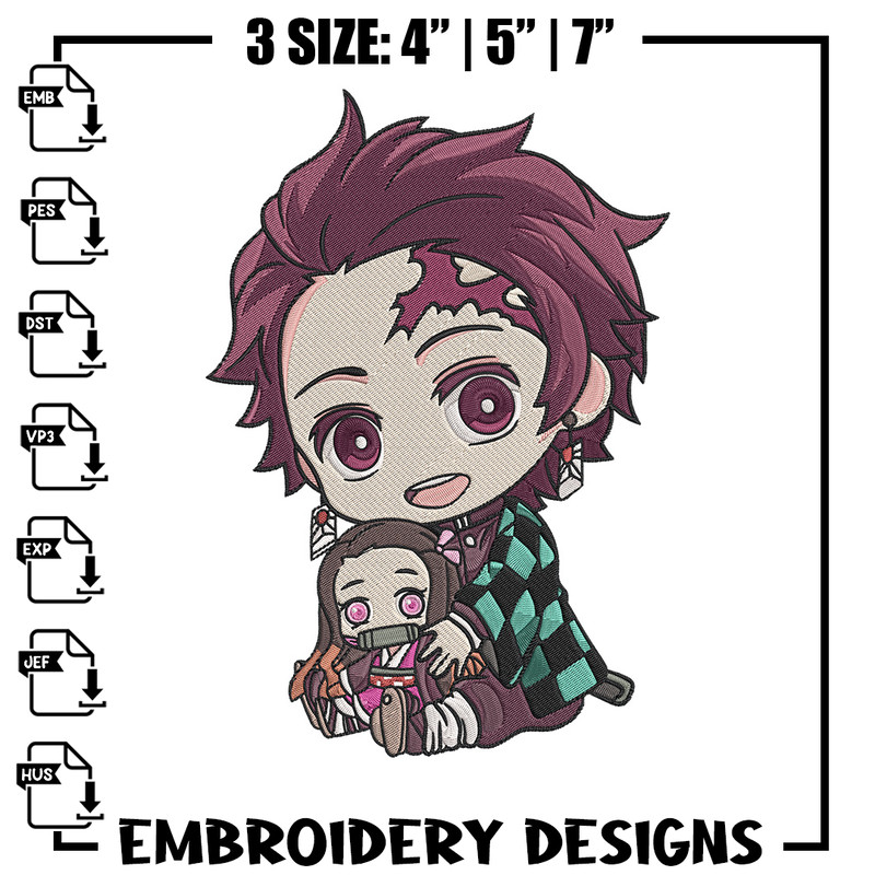 Tanjiro chibi Embroidery Design, Demon slayer Embroidery, Embroidery File, Anime Embroidery,Anime shirt,Digital download.jpg