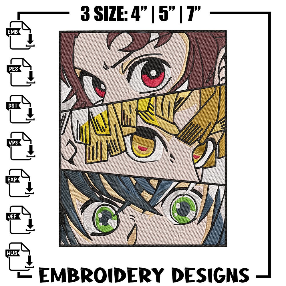 Tanjiro friends poster Embroidery Design, Demon slayer Embroidery, Embroidery File, Anime Embroidery, Digital download.jpg