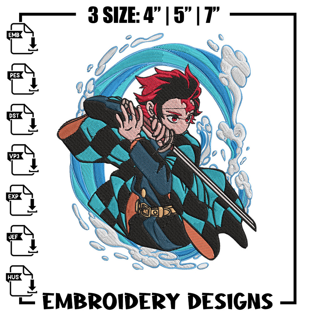 Tanjiro poster Embroidery Design,Demon slayer Embroidery,Embroidery File,Anime Embroidery,Anime shirt, Digital download..jpg