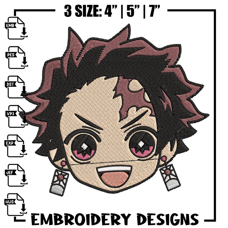 Tanjiro sticker Embroidery Design, Demon slayer Embroidery, Embroidery File, Anime Embroidery, Digital download.jpg