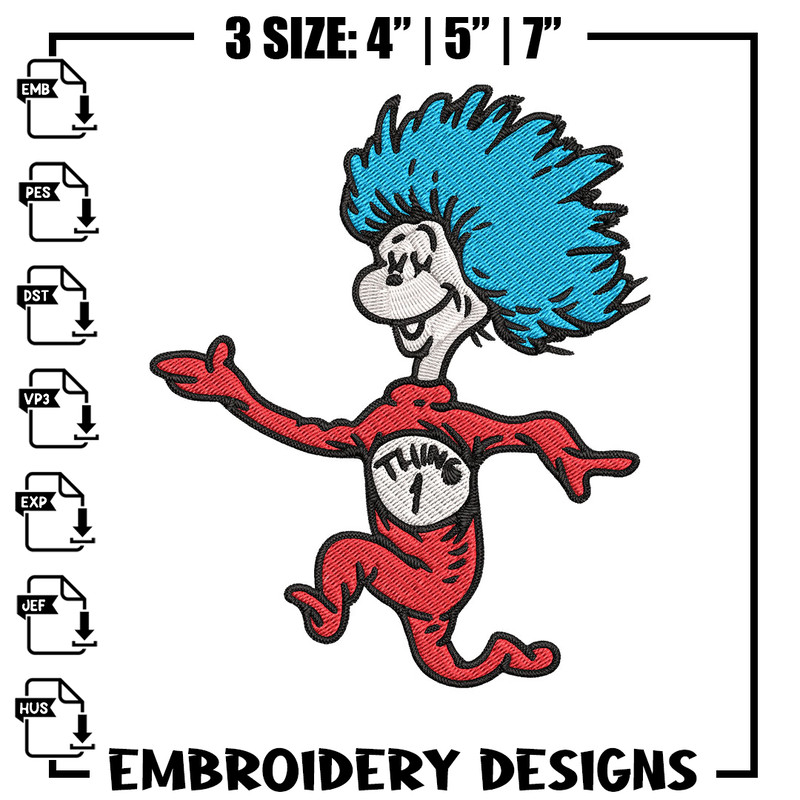 Thing 1 Embroidery Design, Dr seuss Embroidery, Embroidery File, logo shirt, Embroidery design, Digital download..jpg