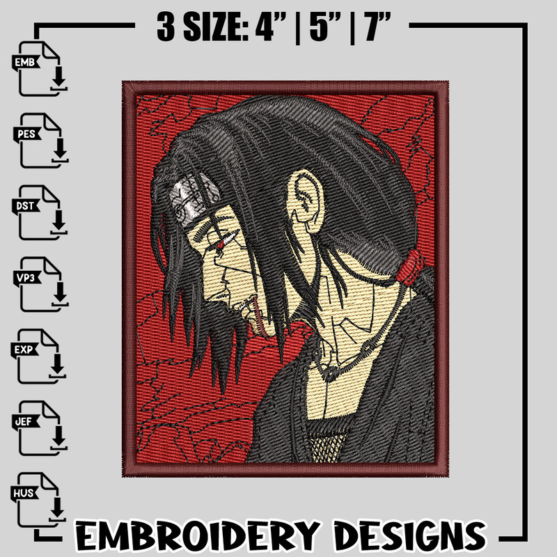 Uchiha Itachi embroidery design, Naruto embroidery, anime design, logo design, anime shirt, Instant download.jpg