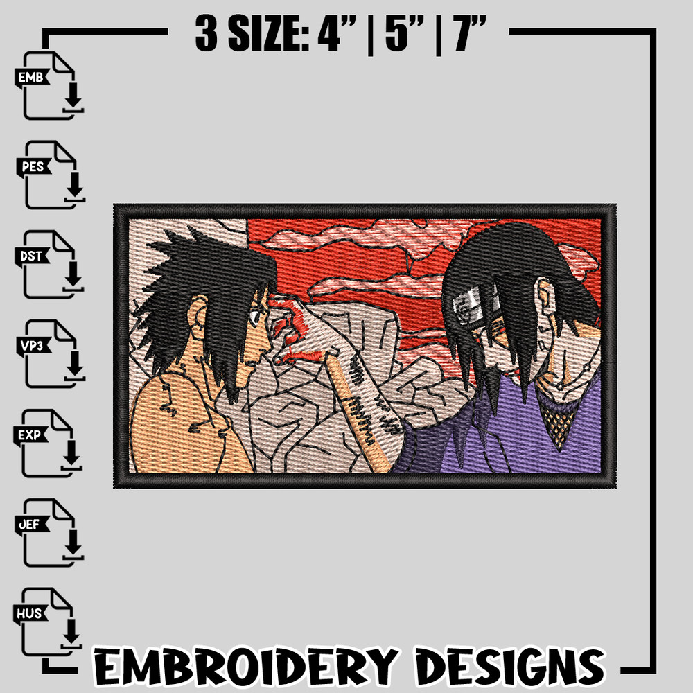 Uchiha Sasuke And Itachi embroidery design, Naruto embroidery, anime design, logo design, anime shirt, Instant download.jpg