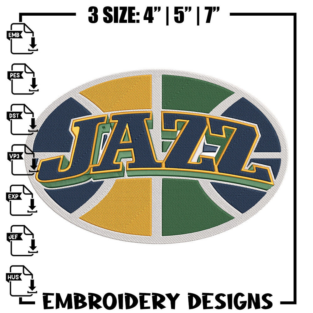 Utah Jazz basketball embroidery design, NBA embroidery, Sport embroidery, Embroidery design, Logo sport embroidery.jpg