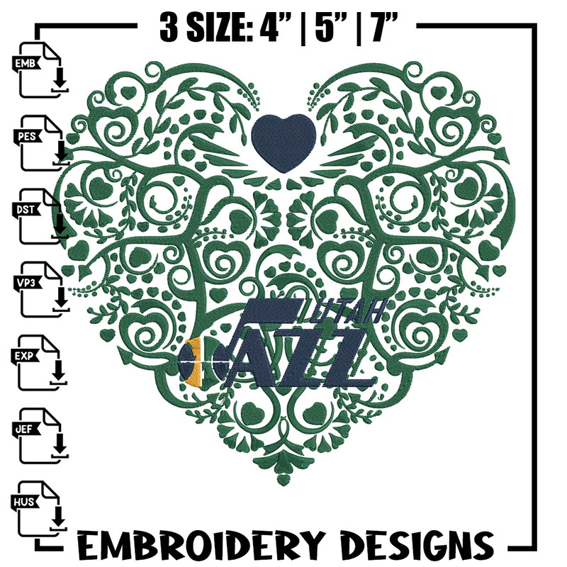 Utah Jazz heart embroidery design, NBA embroidery, Sport embroidery, Embroidery design, Logo sport embroidery.jpg