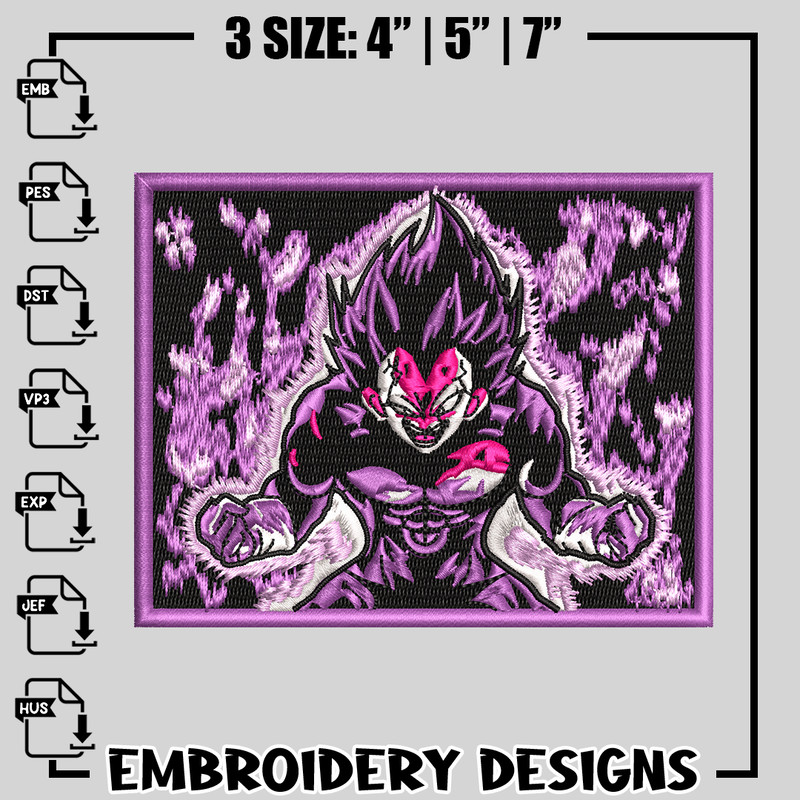Vegeta Ultra Ego Form embroidery design, dragon ball embroidery, anime design, logo design, Instant download.jpg