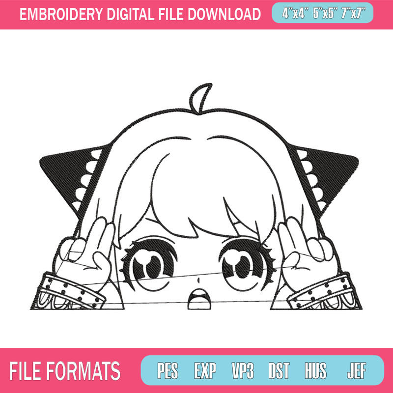 Anya cute Embroidery Design, Spy x family Embroidery, Embroidery File, Anime Embroidery, Anime shirt, Digital download.jpg