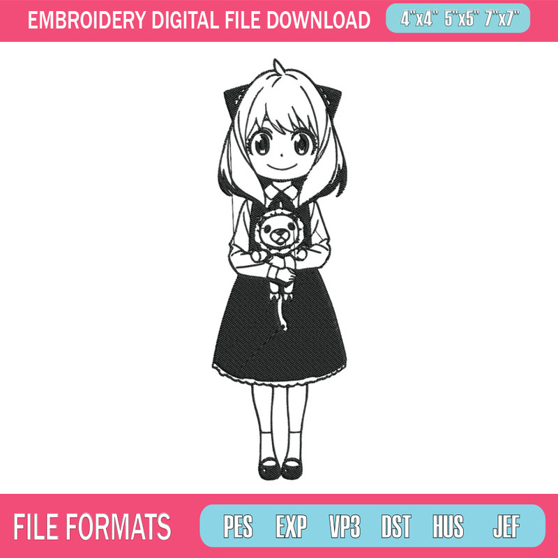 Anya Forger Embroidery Design, Spy x family Embroidery, Embroidery File, Anime Embroidery, Anime shirt,Digital download.jpg