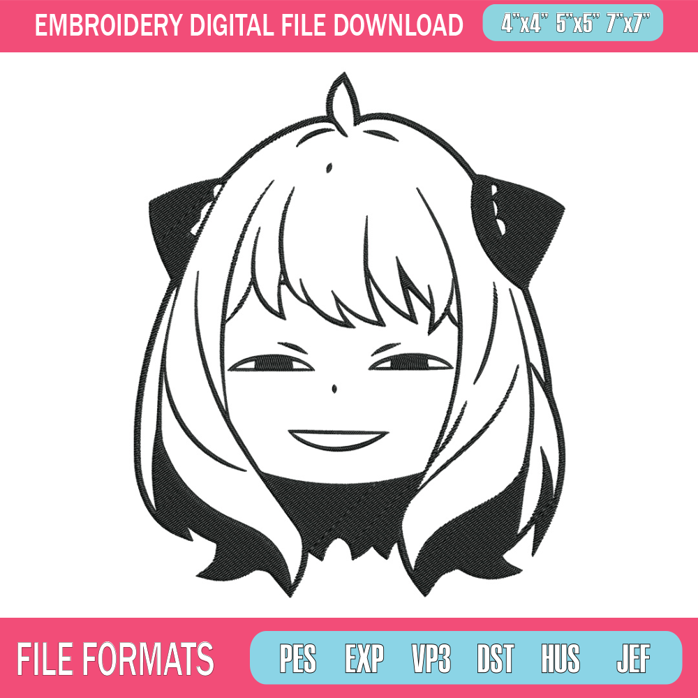 Anya meme Embroidery Design, Spy x family Embroidery, Embroidery File, Anime Embroidery, Anime shirt, Digital download.jpg