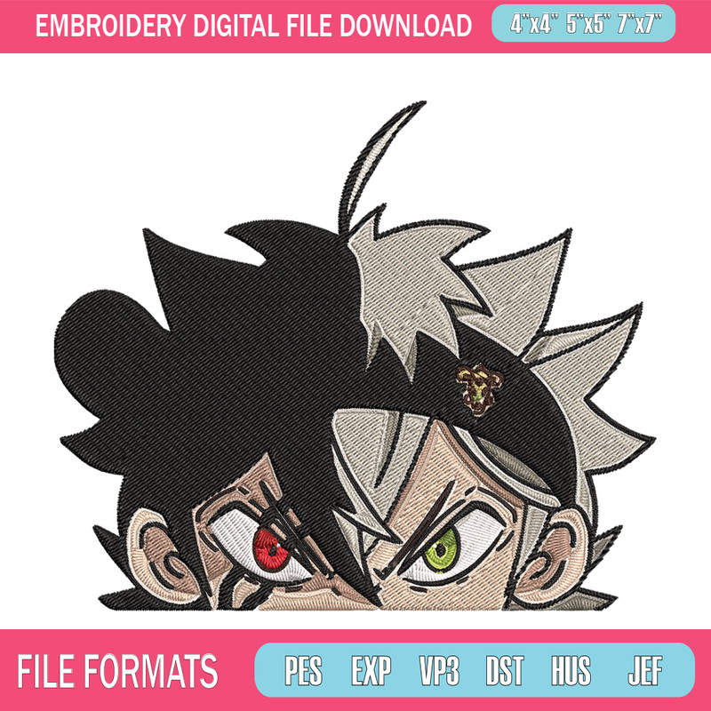 Asta Peeker Embroidery Design, Black clover Embroidery, Embroidery File, Anime Embroidery, Anime shirt,Digital download.jpg