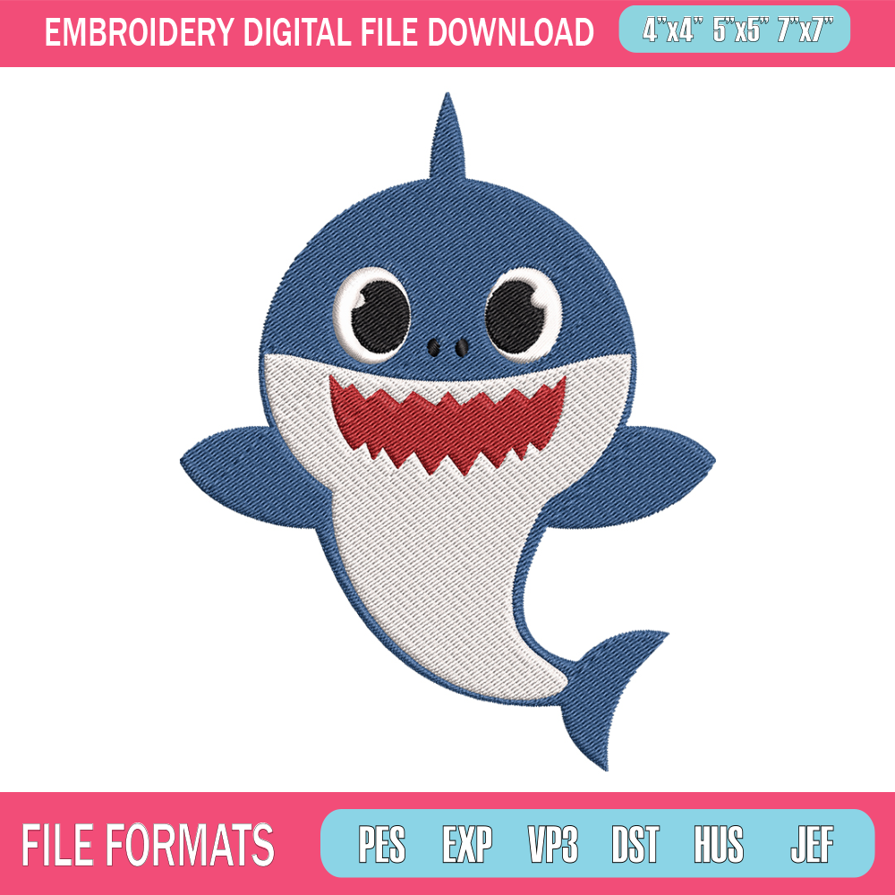 Baby Shark Embroidery Design, Shark Embroidery, Embroidery File, Embroidery design, Digital download..jpg