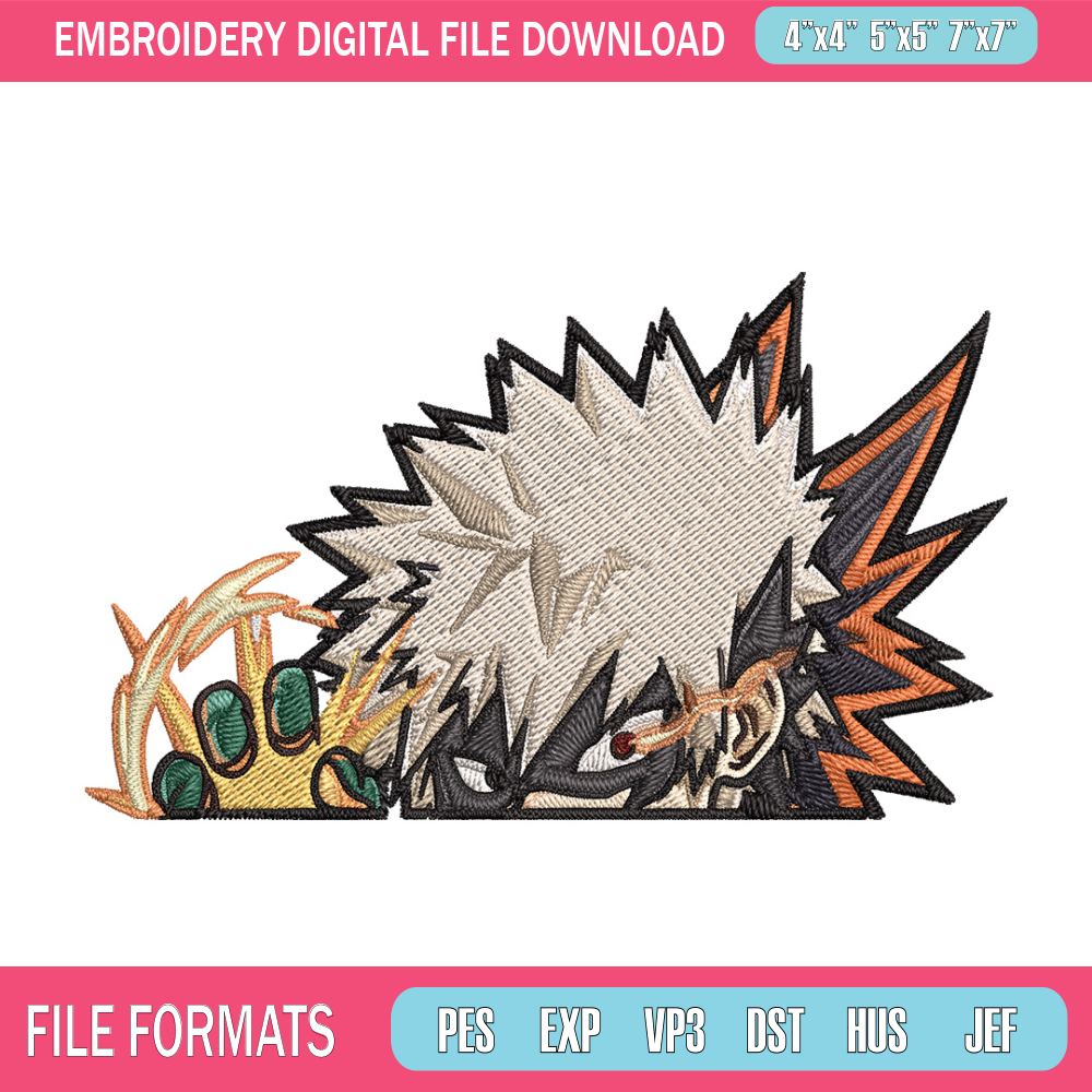 Bakugo Peeker Embroidery Design, Mha Embroidery, Embroidery File, Anime Embroidery, Anime shirt, Digital download..jpg