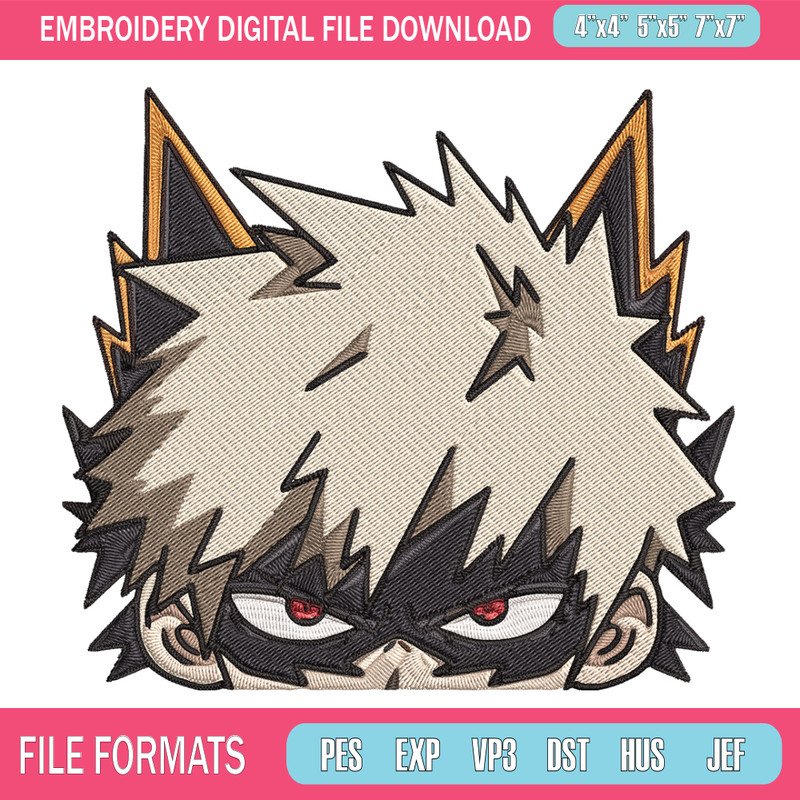 Bakugo Peeker Embroidery Design, Mha Embroidery, Embroidery File, Anime Embroidery, Anime shirt, Digital download.jpg