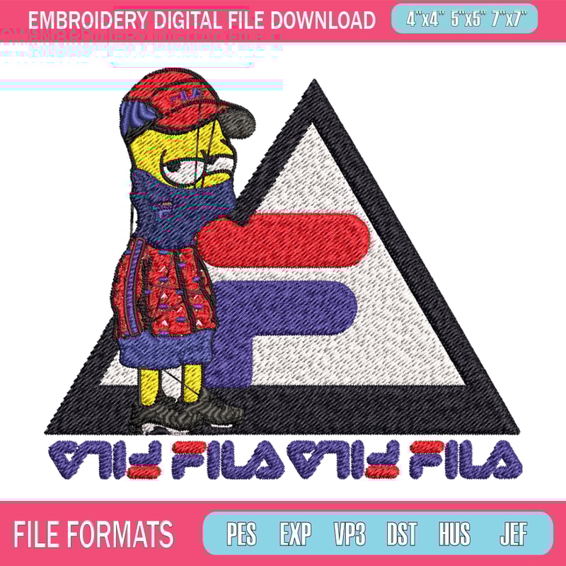 Bart Simpson Fila Embroidery design, Simpson Fila Embroidery, logo design, Embroidery File, Fila logo, Instant download. 1.jpg