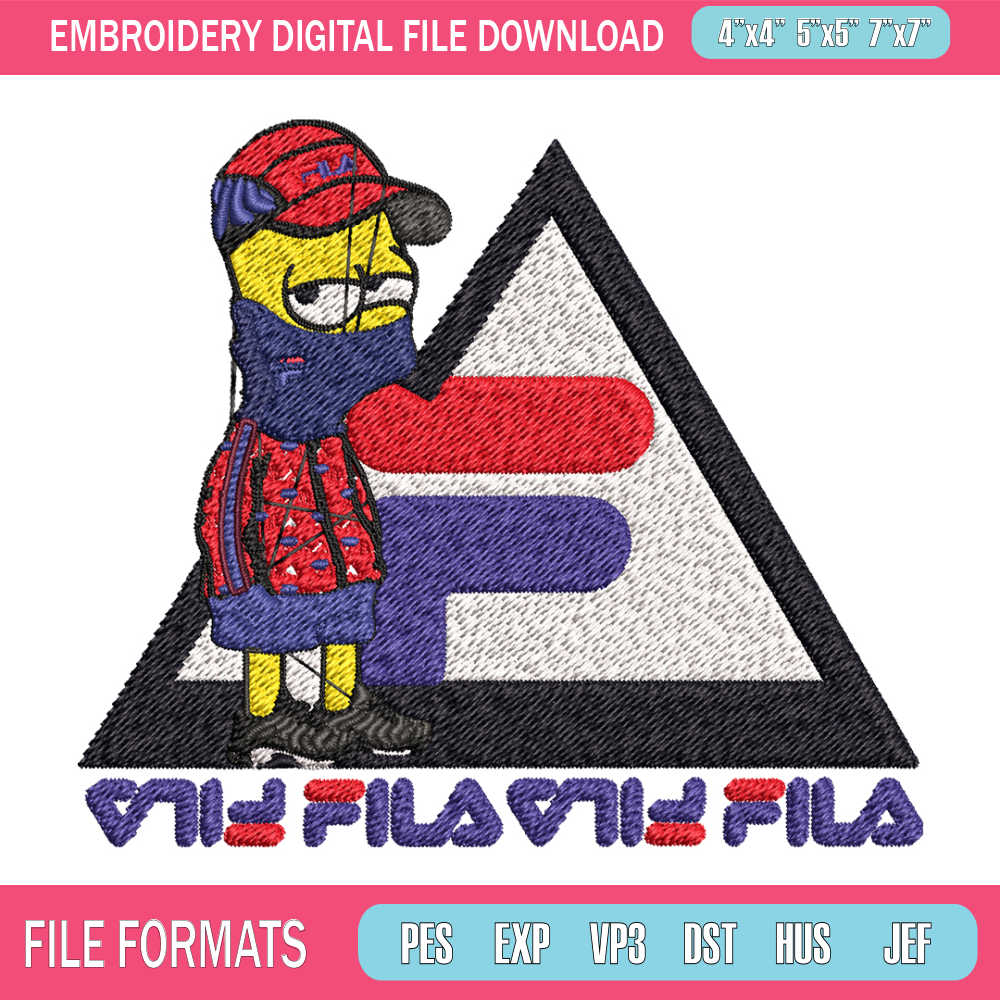 Bart Simpson Fila Embroidery design, Simpson Fila Embroidery, logo design, Embroidery File, Fila logo, Instant download..jpg