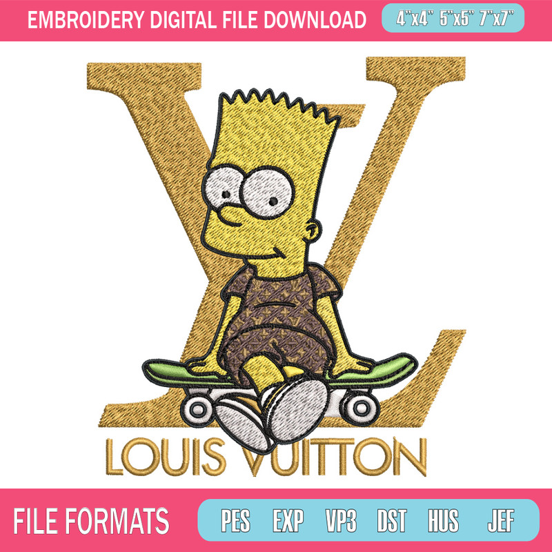 Bart simpson lv Embroidery Design, LV Embroidery, Embroidery File, Logo shirt, Sport Embroidery, Digital download 1.jpg