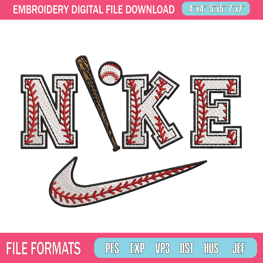 Baseball x nike embroidery design, Baseball embroidery, Nike design, Embroidery shirt, Embroidery file, Digital download 1.jpg