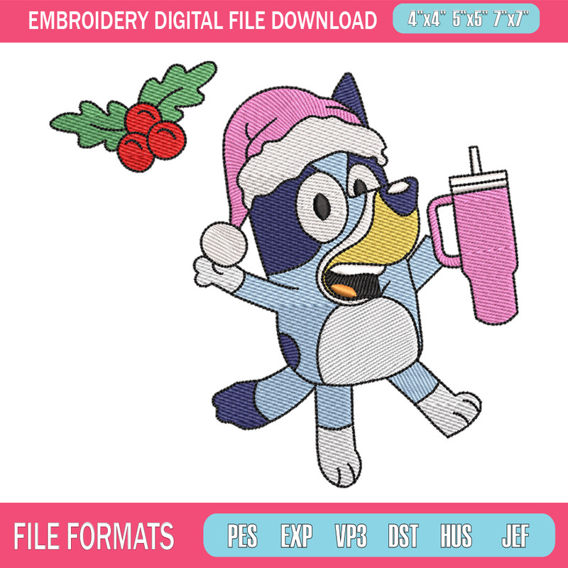 Bluey chrismas embroidery design, Bluey embroidery, Chrismas design, Embroidery file, Embroidery shirt,Digital download 1.jpg