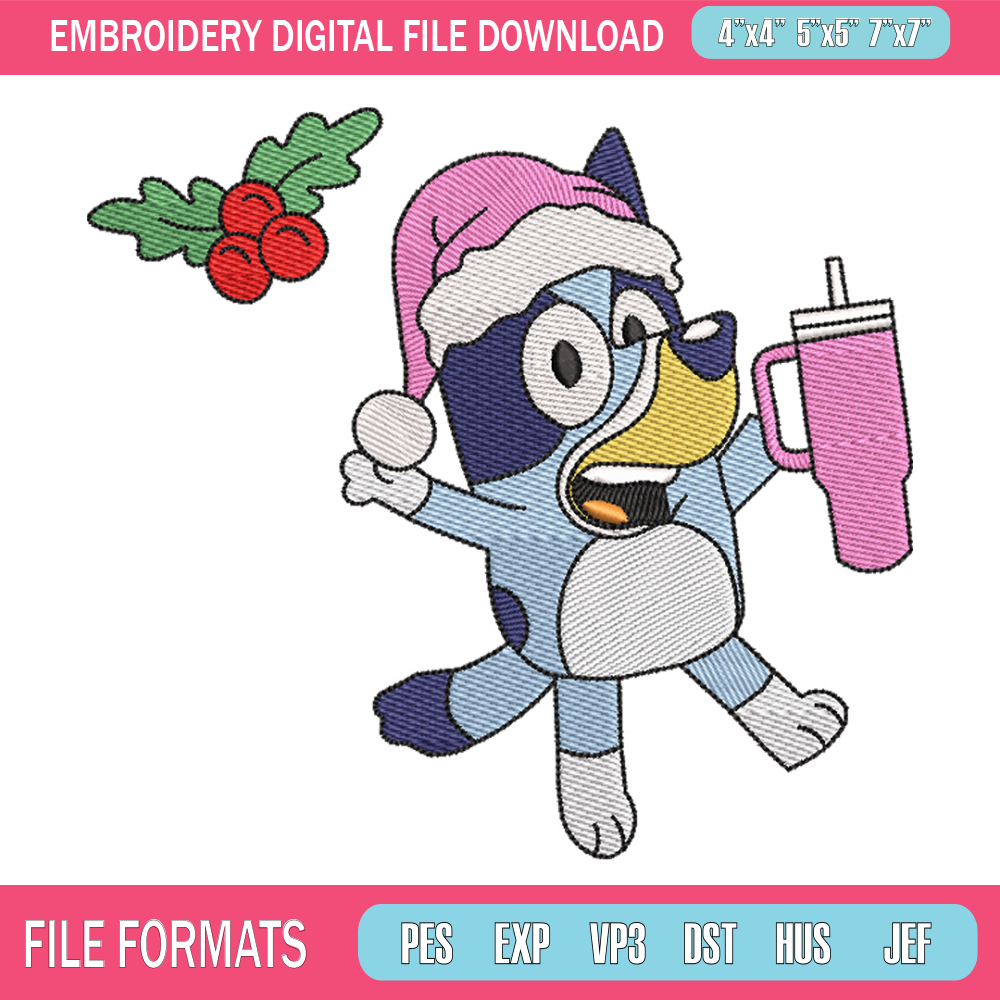 Bluey chrismas embroidery design, Bluey embroidery, Chrismas design, Embroidery file, Embroidery shirt,Digital download.jpg