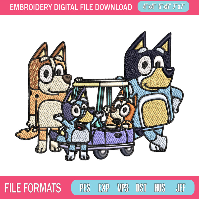 Bluey family embroidery design, Bluey Embroidery, Embroidery File, cartoon design, cartoon shirt, Digital download..jpg