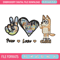 Bluey Peace Love bandit Embroidery design, Bluey cartoon Embroidery, cartoon design, Embroidery File, Instant download 1.jpg