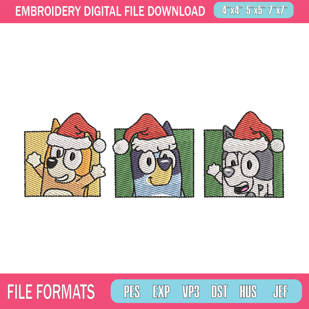 Bluey poster embroidery design, Bluey embroidery, Chrismas design, Embroidery file, Embroidery shirt,Digital download 1.jpg