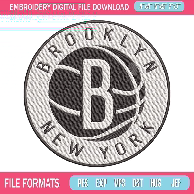 Brooklyn Nets Basketball embroidery design, NBA embroidery,Sport embroidery, Logo sport embroidery, Embroidery design.jpg