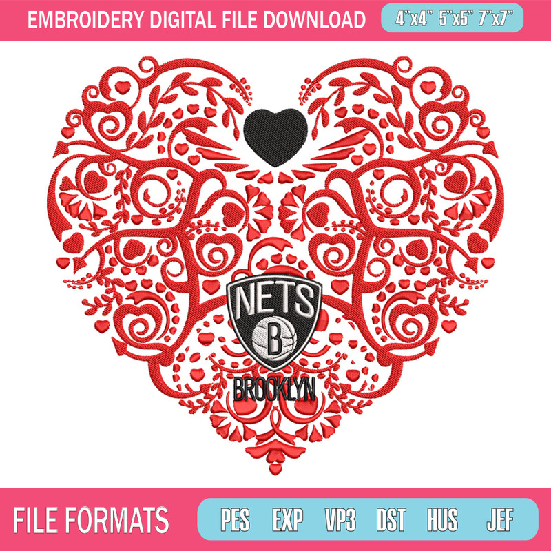 Brooklyn Nets heart embroidery design, NBA embroidery,Sport embroidery, Logo sport embroidery, Embroidery design.jpg
