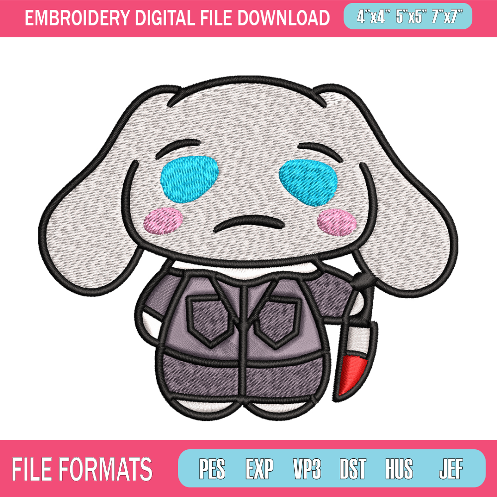 Bunny horror cartoon Embroidery design, Bunny horror Embroidery, logo design, Embroidery File, Instant download. 1.jpg