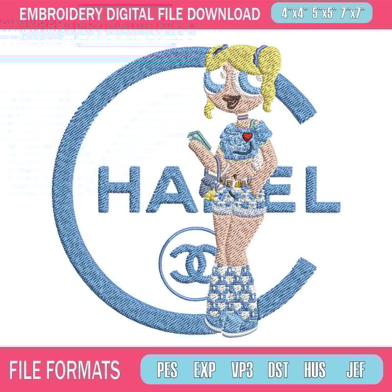Chanel blue girl Embroidery Design, Chanel Embroidery, Embroidery File, Brand Embroidery, Logo shirt, Digital download 1.jpg