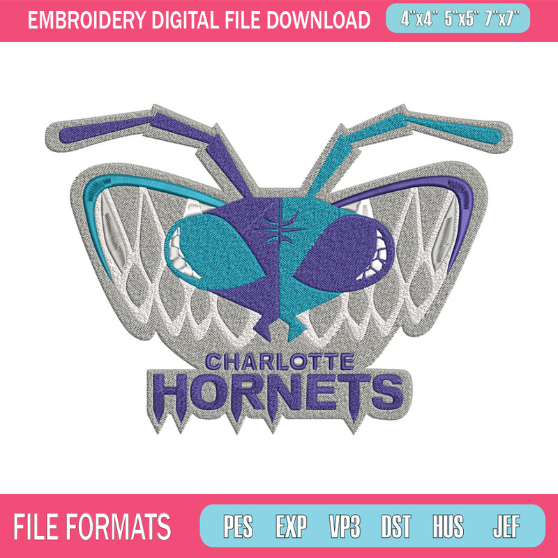Charlotte Hornets Logo embroidery design, NBA embroidery, Sport embroidery, Embroidery design, Logo sport embroidery.jpg