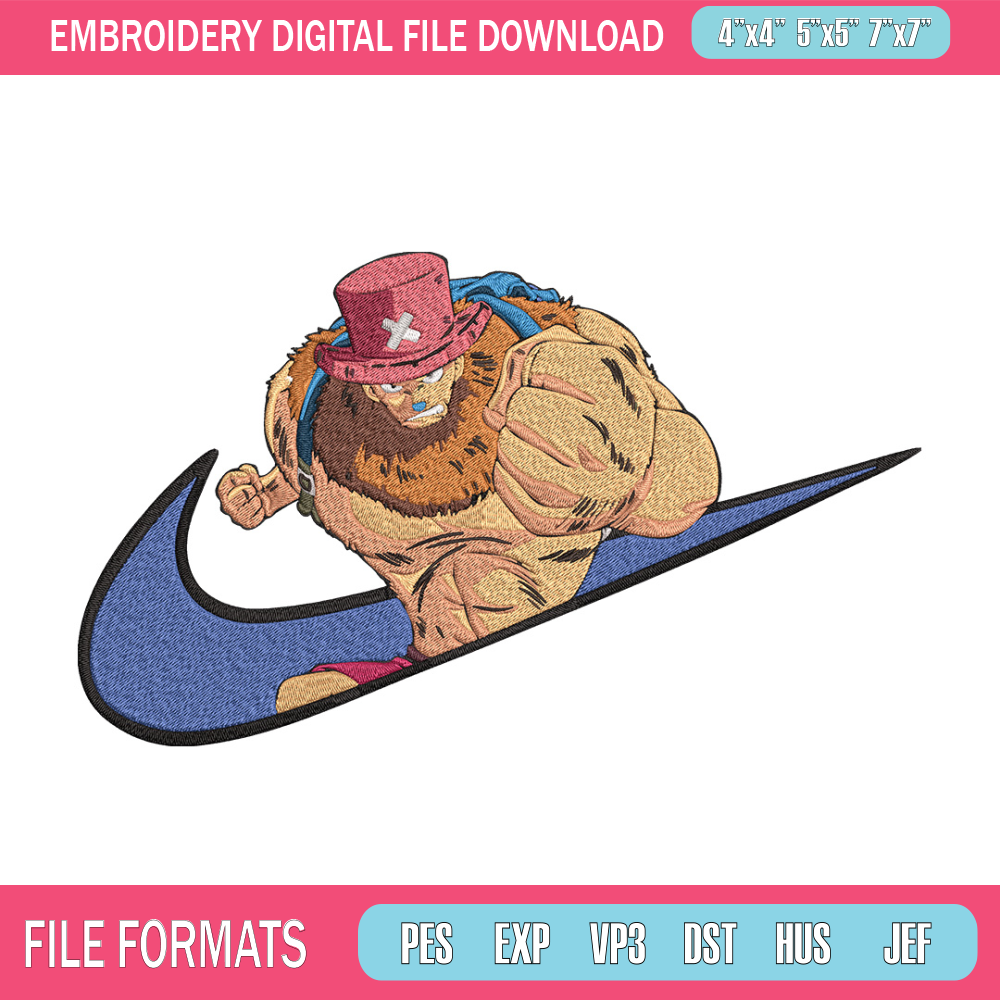 Choper x nike Embroidery Design, One piece Embroidery, Embroidery File, Nike Embroidery, Anime shirt, Digital download.jpg