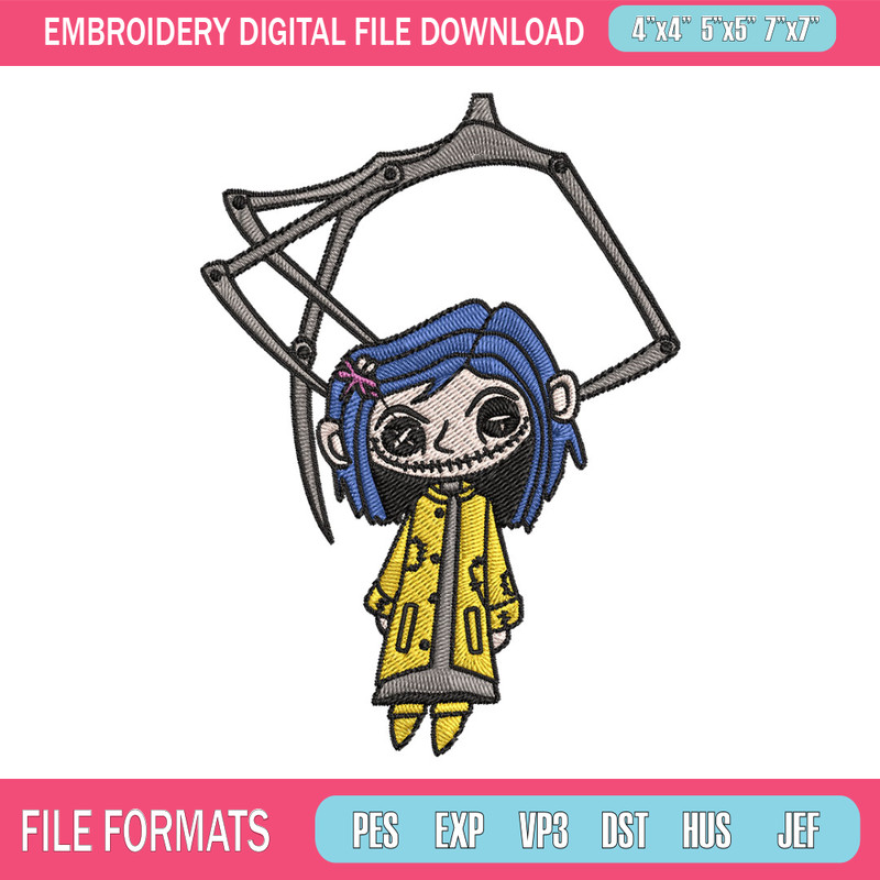 Coraline Horror Embroidery Design, Coraline Horror Embroidery, Embroidery File, Cartoon shirt, Digital download..jpg