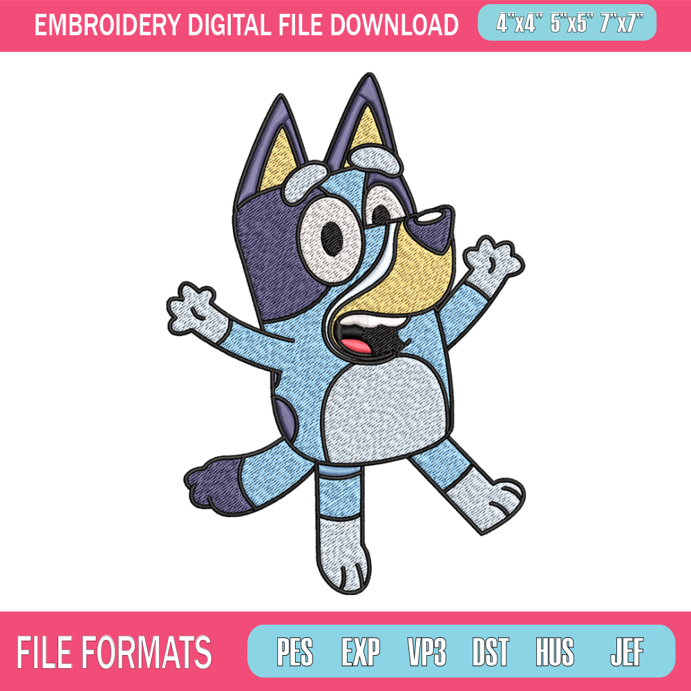 Dad Bluey Embroidery, Bandit Heeler Embroidery, Embroidery File, cartoon design, cartoon shirt, Digital download. 1.jpg