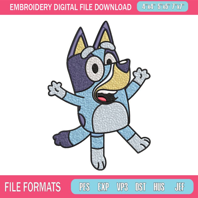 Dad Bluey Embroidery, Bandit Heeler Embroidery, Embroidery File, cartoon design, cartoon shirt, Digital download. 1.jpg