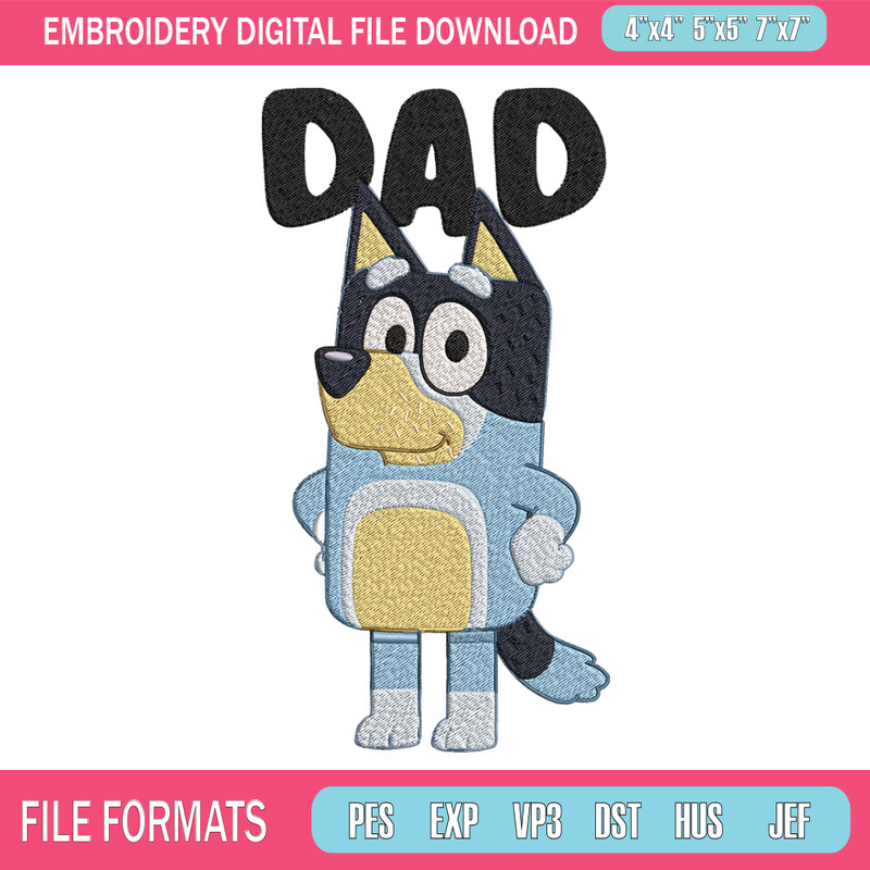 Dad bluey Embroidery, Bluey Cartoon Embroidery, cartoon Embroidery, Embroidery File, cartoon shirt, digital download 1.jpg