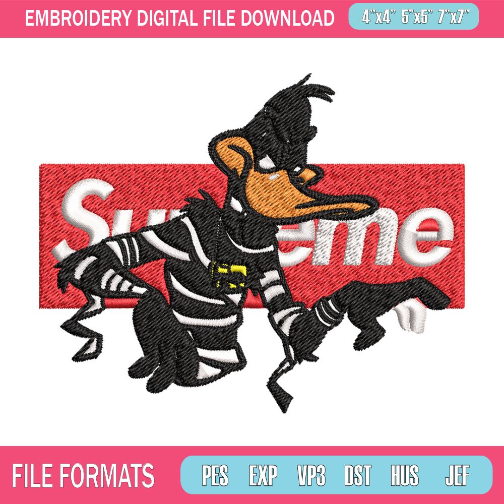 Daffy Duck Supreme Embroidery design, Daffy Duck Embroidery, cartoon design, Embroidery File, Instant download..jpg