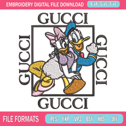 daisy and donald duck gucci embroidery design, disney embroidery, cartoon design, embroidery file, digital download