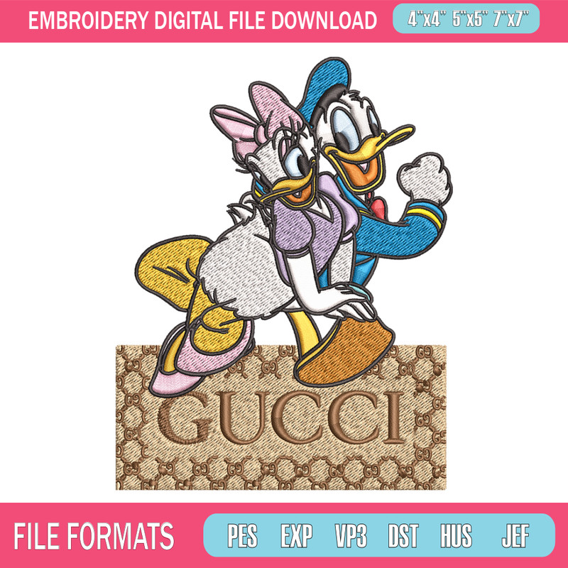 Daisy And Donald Duck Gucci Embroidery design, Disney Embroidery, cartoon design, Embroidery File, Instant download..jpg