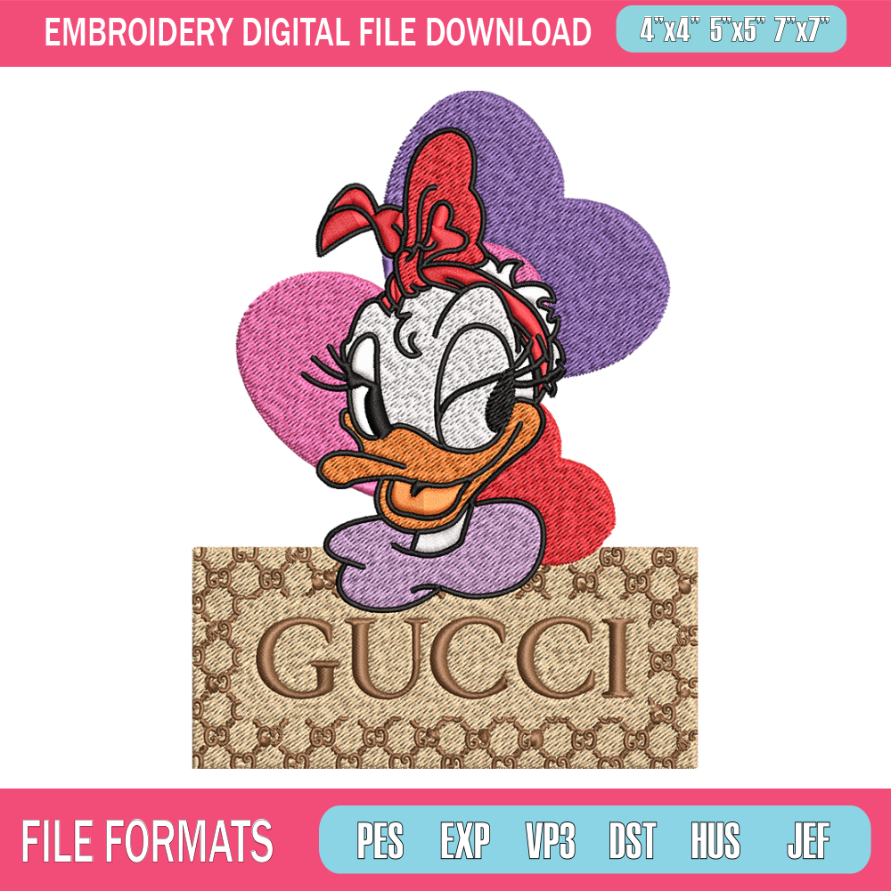 Daisy Donald Duck Gucci Embroidery design, Disney cartoon Embroidery, cartoon design, Embroidery File, Digital download 1.jpg
