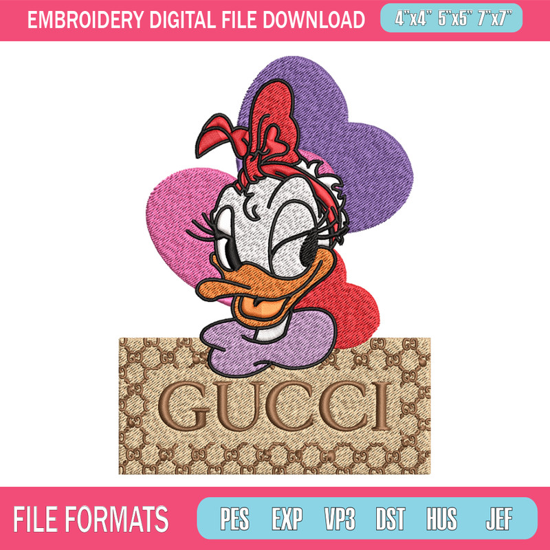 Daisy Donald Duck Gucci Embroidery design, Disney cartoon Embroidery, cartoon design, Embroidery File, Digital download.jpg